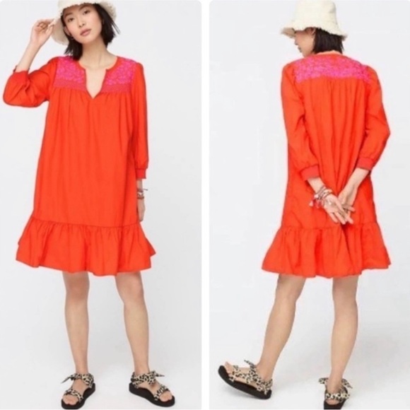 J. Crew Dresses & Skirts - J. Crew Orange and Pink Midi Dress